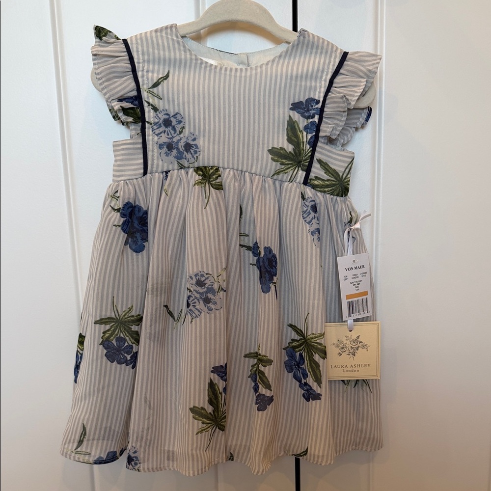 NWT Laura Ashley Striped Floral Kids Dress
